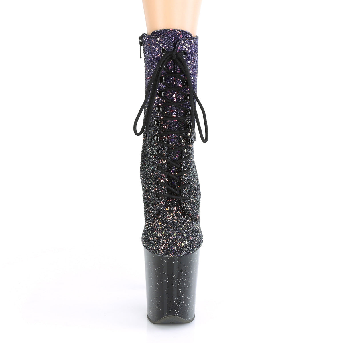 Pleaser Womens Ankle Boots FLAMINGO-1020OMBG Purple Multi Glitter/Blk