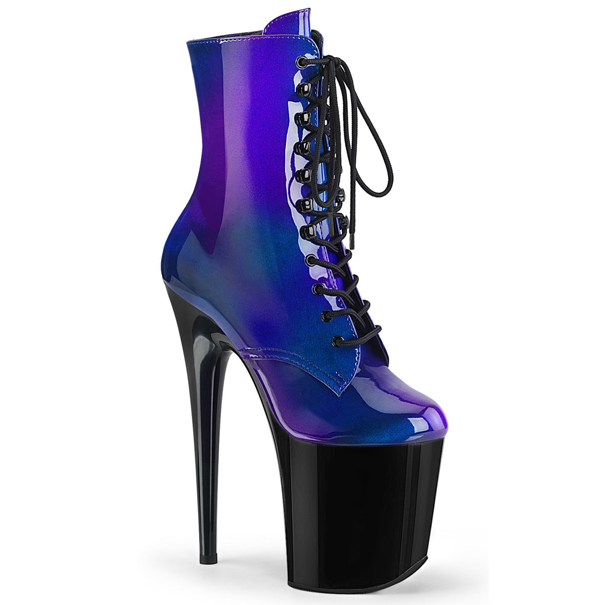 Pleaser Womens Ankle Boots FLAMINGO-1020SHG Blue-Purple/Blk
