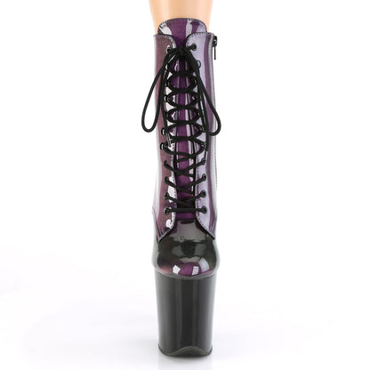 Pleaser Womens Ankle Boots FLAMINGO-1020SHG Purple-Olive/Blk
