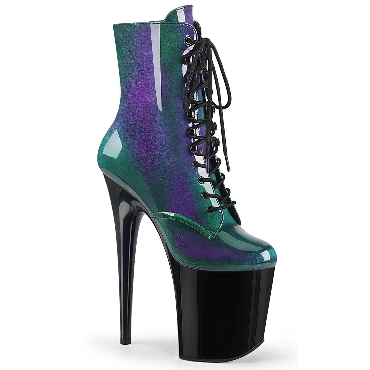 Pleaser Womens Ankle Boots FLAMINGO-1020SHG Purple-Green/Blk