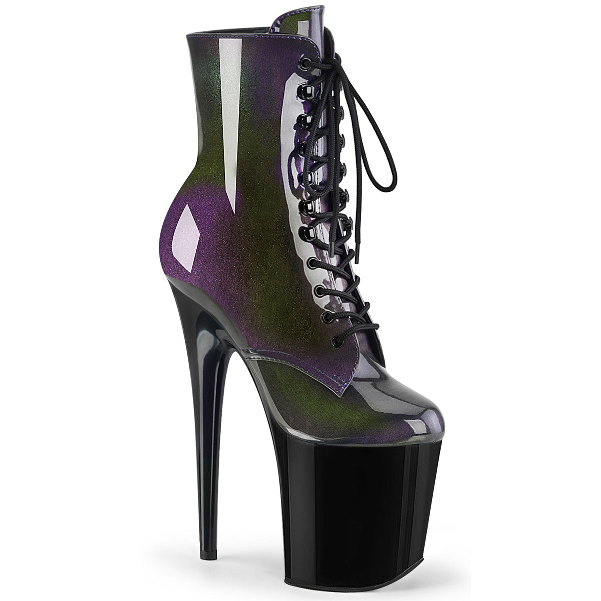 Pleaser Womens Ankle Boots FLAMINGO-1020SHG Purple-Olive/Blk