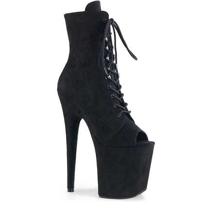 Pleaser Womens Ankle Boots FLAMINGO-1021FS Blk Faux Suede/Blk Faux Suede