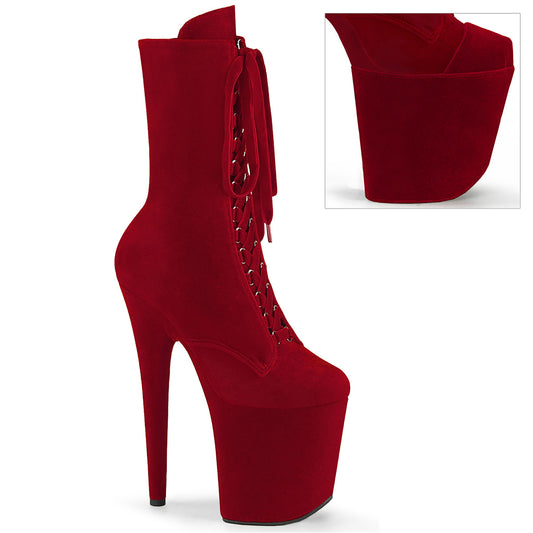 Pleaser  Ankle Boots FLAMINGO-1045VEL Red Velvet/Red Velvet