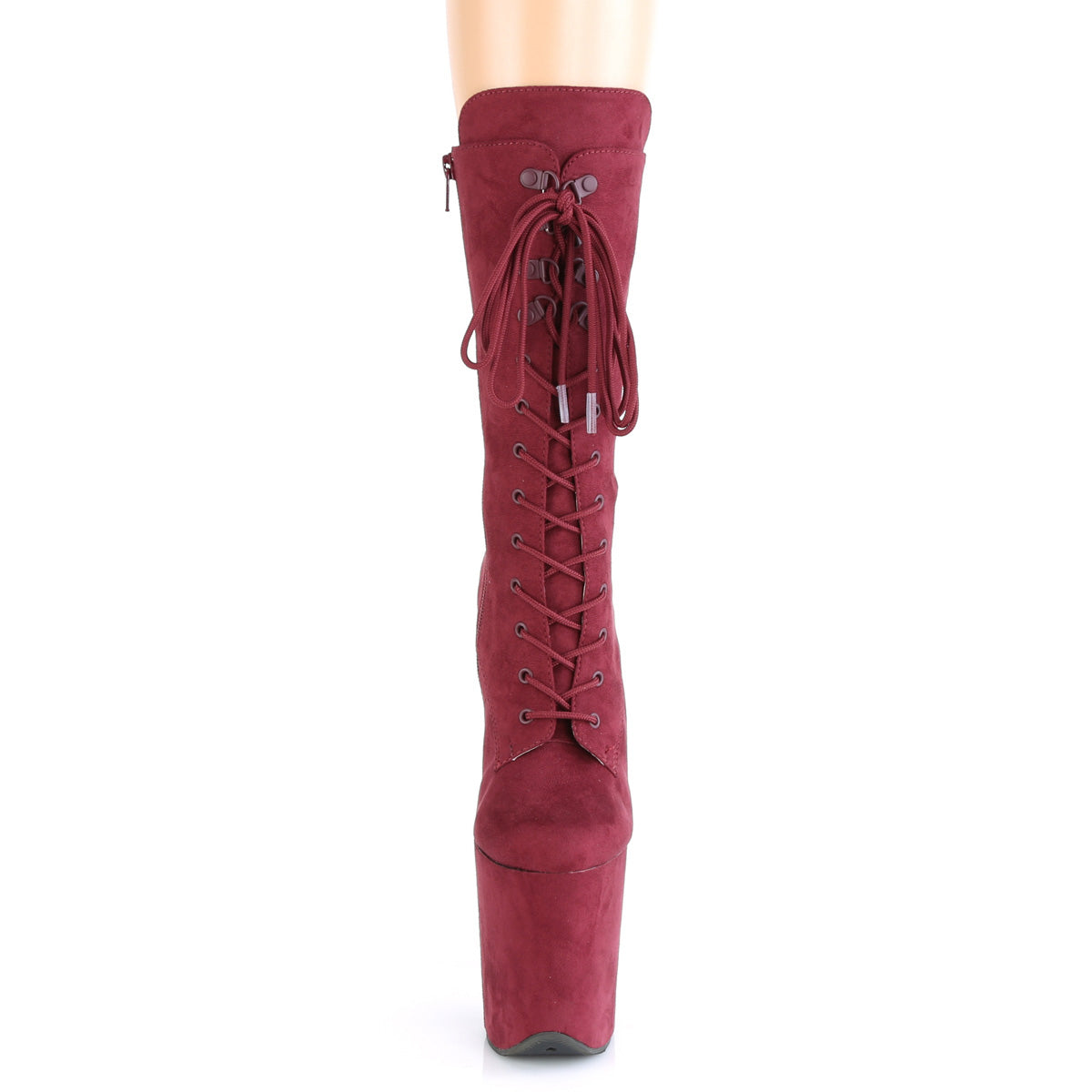Pleaser Womens Ankle Boots FLAMINGO-1050FS Burgundy Faux Suede/Burgundy Faux Suede