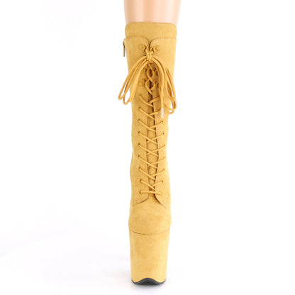 Pleaser Womens Ankle Boots FLAMINGO-1050FS Mustard Faux Suede/Mustard Faux Suede