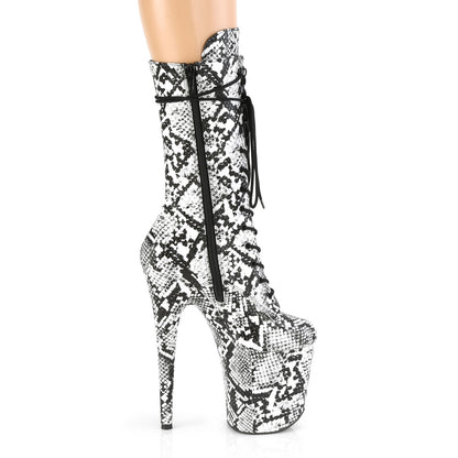 Pleaser Womens Ankle Boots FLAMINGO-1050SP Blk-Wht Snake Print/Blk-Wht Snake Print