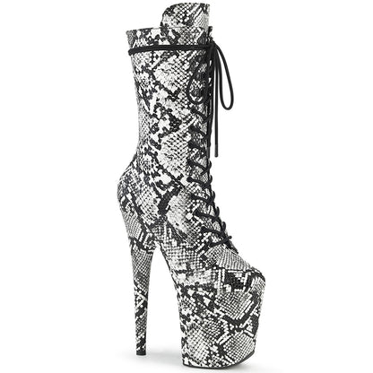Pleaser Womens Ankle Boots FLAMINGO-1050SP Blk-Wht Snake Print/Blk-Wht Snake Print