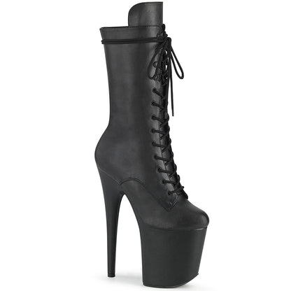 Pleaser Womens Ankle Boots FLAMINGO-1050WR Blk Faux Leather/Blk Faux Leather