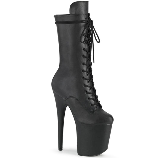 Pleaser Womens Ankle Boots FLAMINGO-1050WR Blk Faux Leather/Blk Faux Leather
