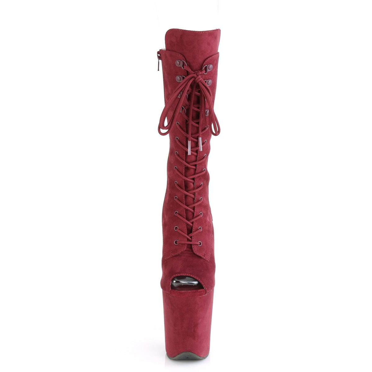 Pleaser Womens Ankle Boots FLAMINGO-1051FS Burgundy Faux Suede/Burgundy Faux Suede