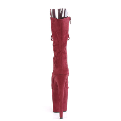Pleaser Womens Ankle Boots FLAMINGO-1051FS Burgundy Faux Suede/Burgundy Faux Suede