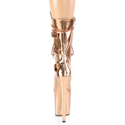 Pleaser Womens Ankle Boots FLAMINGO-1053 Rose Gold Metallic Pu/Rose Gold Metallic Pu