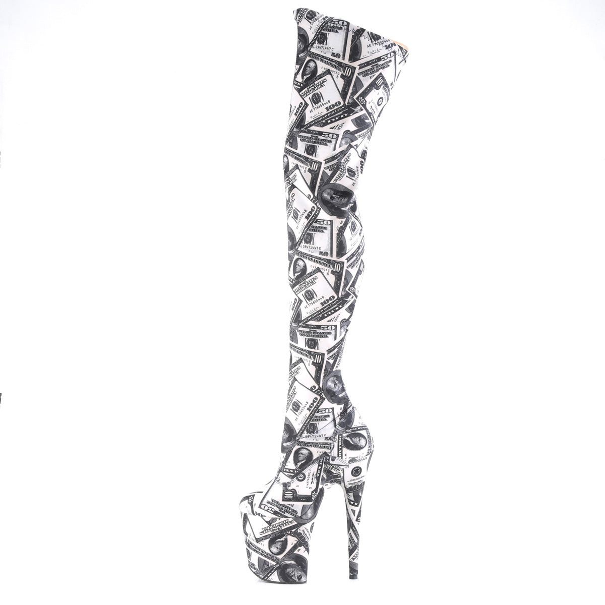 Pleaser Womens Boots FLAMINGO-3000DP Wht-Blk Str. Fabric/Wht-Blk Fabric