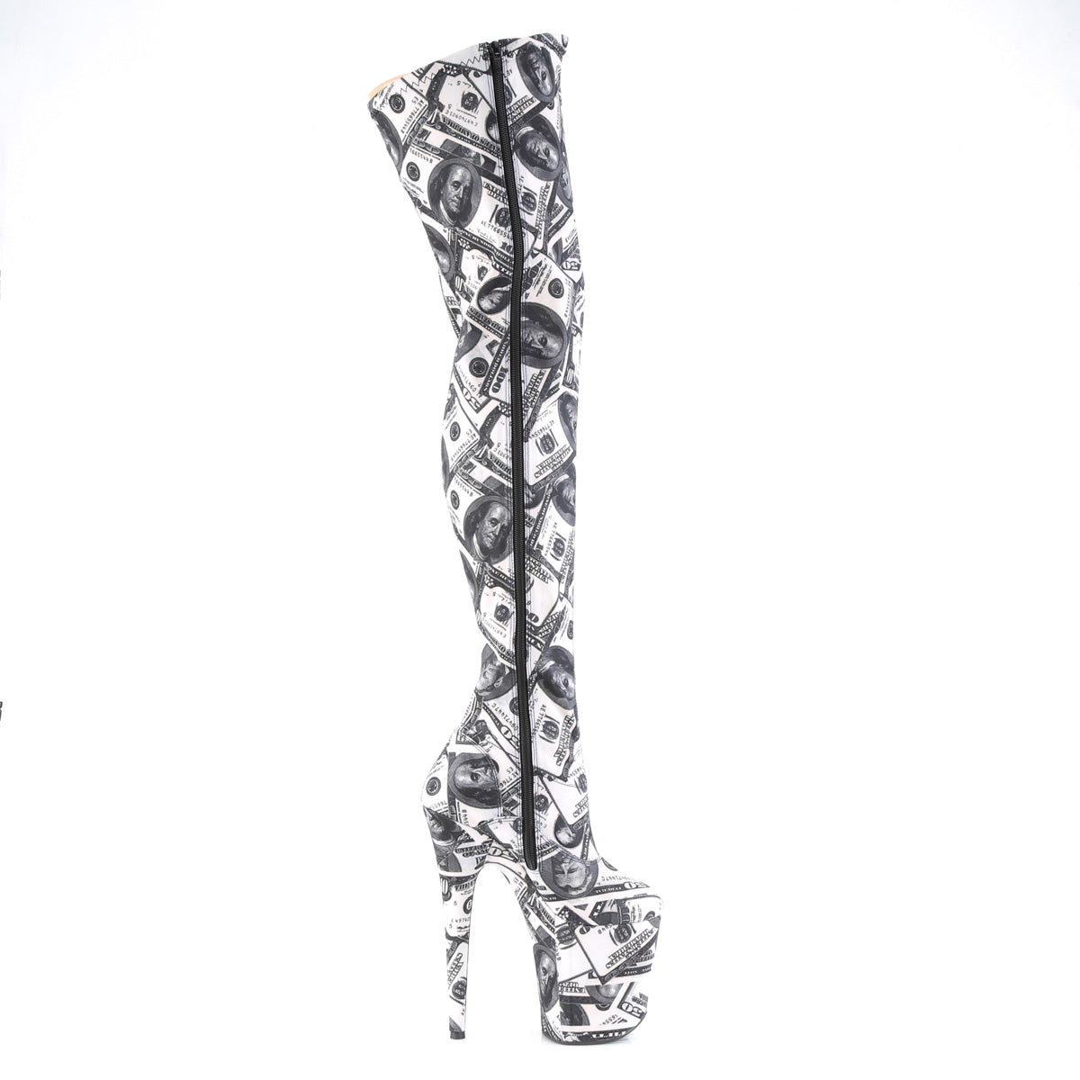 Pleaser Womens Boots FLAMINGO-3000DP Wht-Blk Str. Fabric/Wht-Blk Fabric
