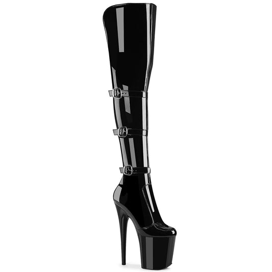 Pleaser   FLAMINGO-3018 Blk Str. Pat/Blk