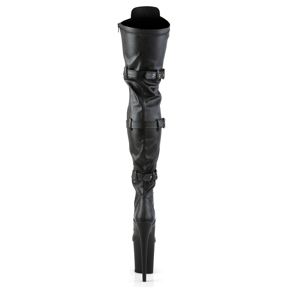 Pleaser Womens Boots FLAMINGO-3028 Blk Str Faux Leather/Blk Matte
