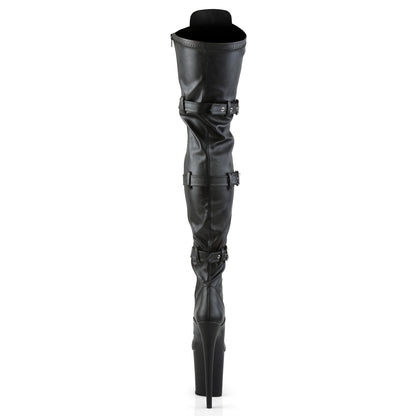 Pleaser Womens Boots FLAMINGO-3028 Blk Str Faux Leather/Blk Matte