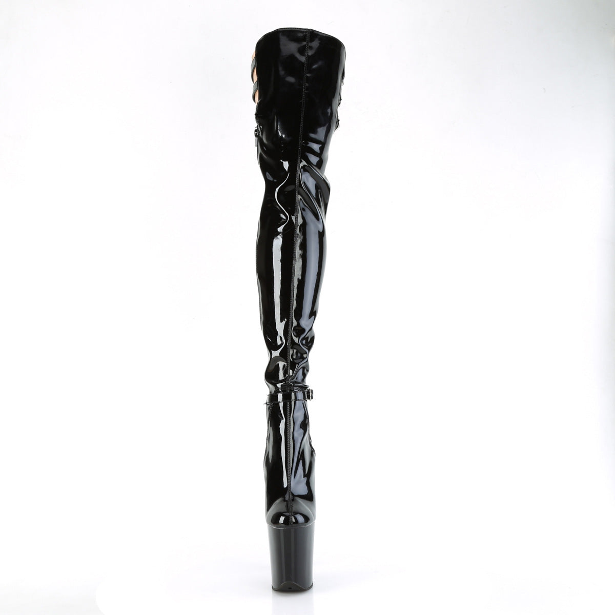Pleaser   FLAMINGO-3055 Blk Str. Pat/Blk