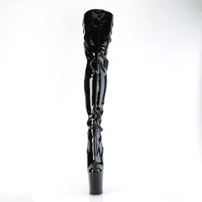 Pleaser   FLAMINGO-3055 Blk Str. Pat/Blk