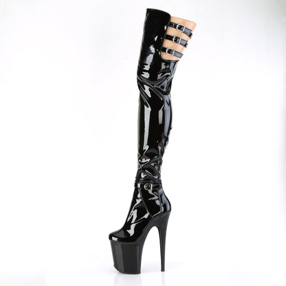 Pleaser   FLAMINGO-3055 Blk Str. Pat/Blk