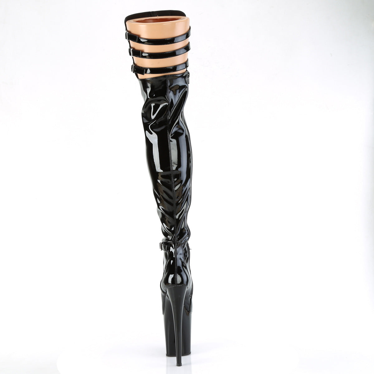Pleaser   FLAMINGO-3055 Blk Str. Pat/Blk