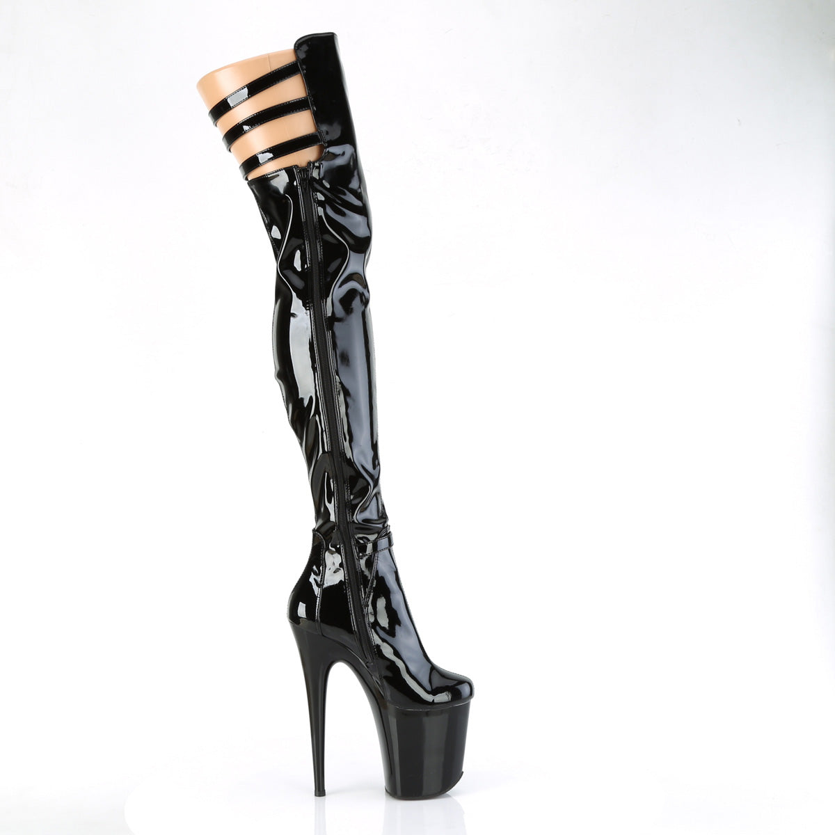 Pleaser   FLAMINGO-3055 Blk Str. Pat/Blk