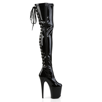 Pleaser Womens Boots FLAMINGO-3063 Blk Str Pat/Blk