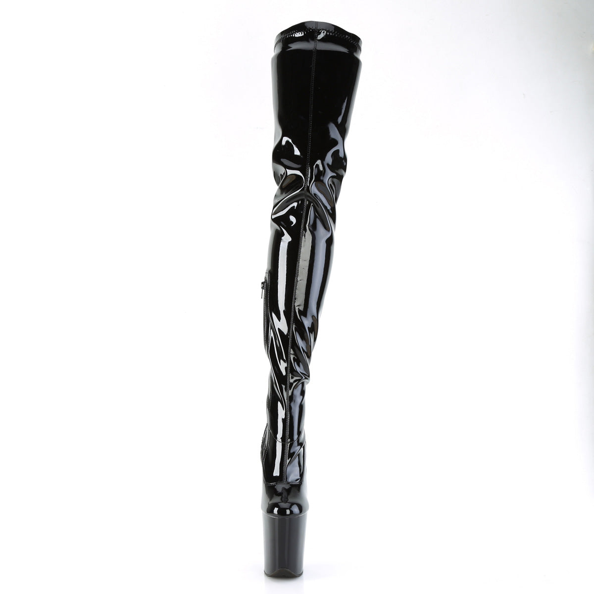 Pleaser   FLAMINGO-4000 Blk Str. Pat/Blk