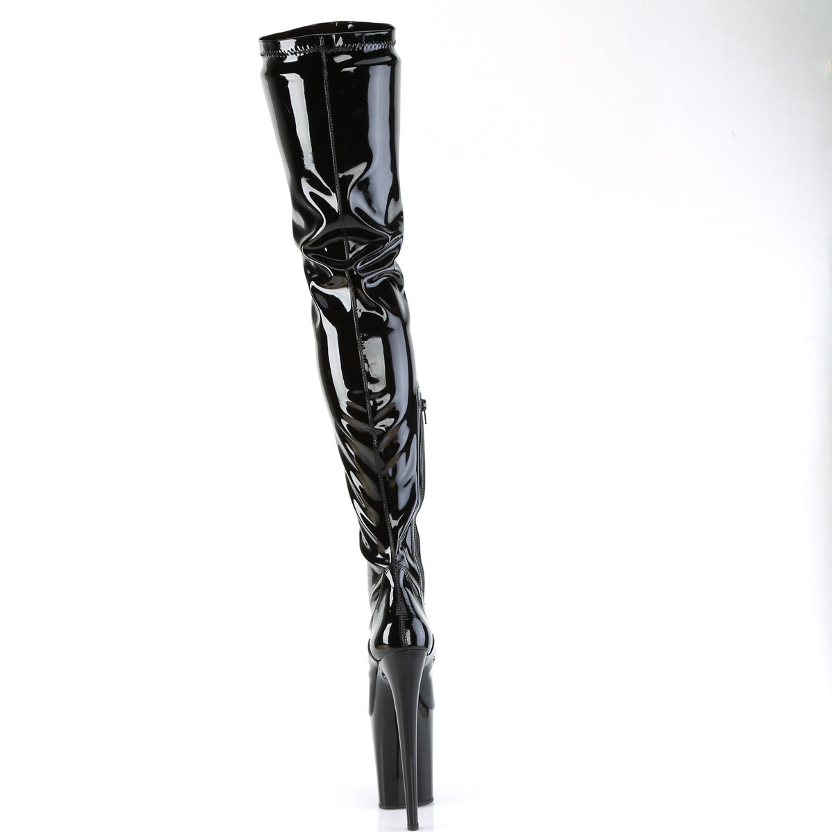 Pleaser   FLAMINGO-4000 Blk Str. Pat/Blk