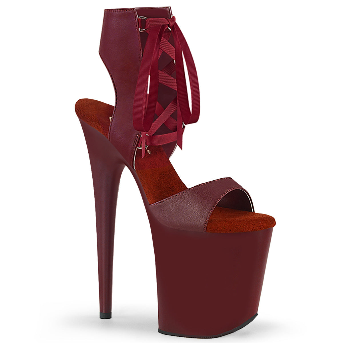 Pleaser Womens Sandals FLAMINGO-800-14 Burgundy Faux Leather/Burgundy Matte
