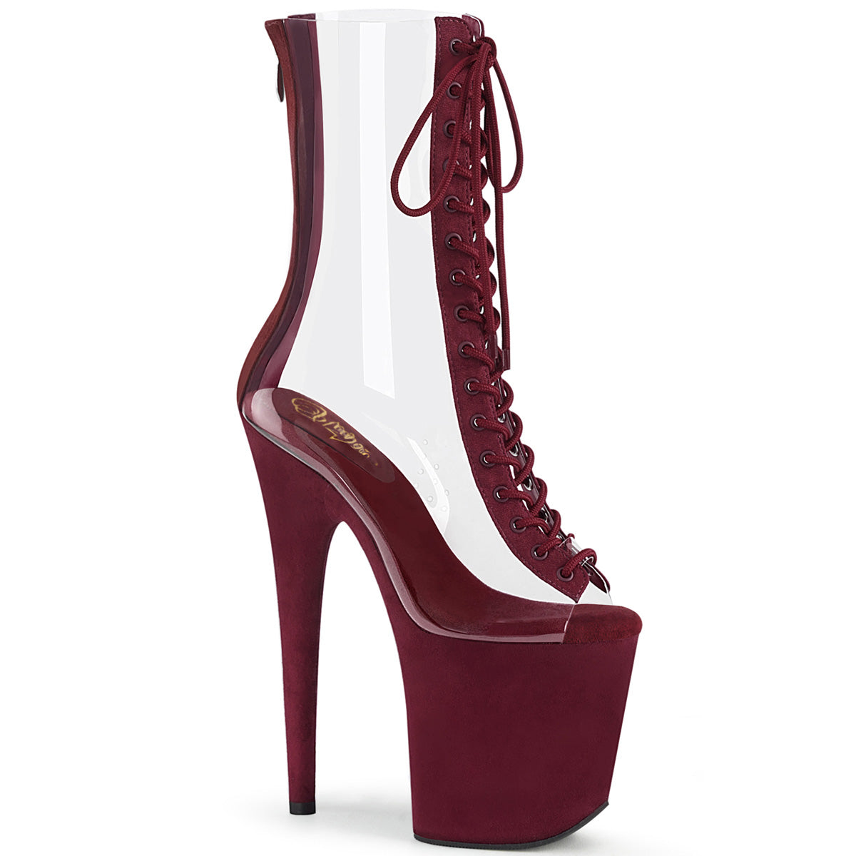 Pleaser Womens Ankle Boots FLAMINGO-800-34FS Clr-Burgundy Faux Suede/Burgundy Suede