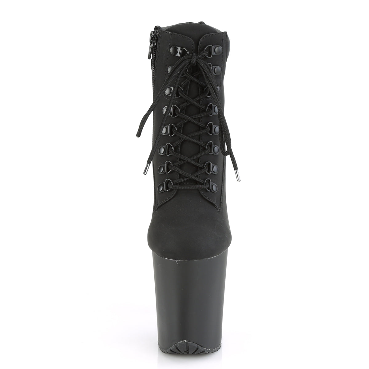 Pleaser Womens Ankle Boots FLAMINGO-800TL-02 Blk Nubuck Faux Leather/Blk Matte