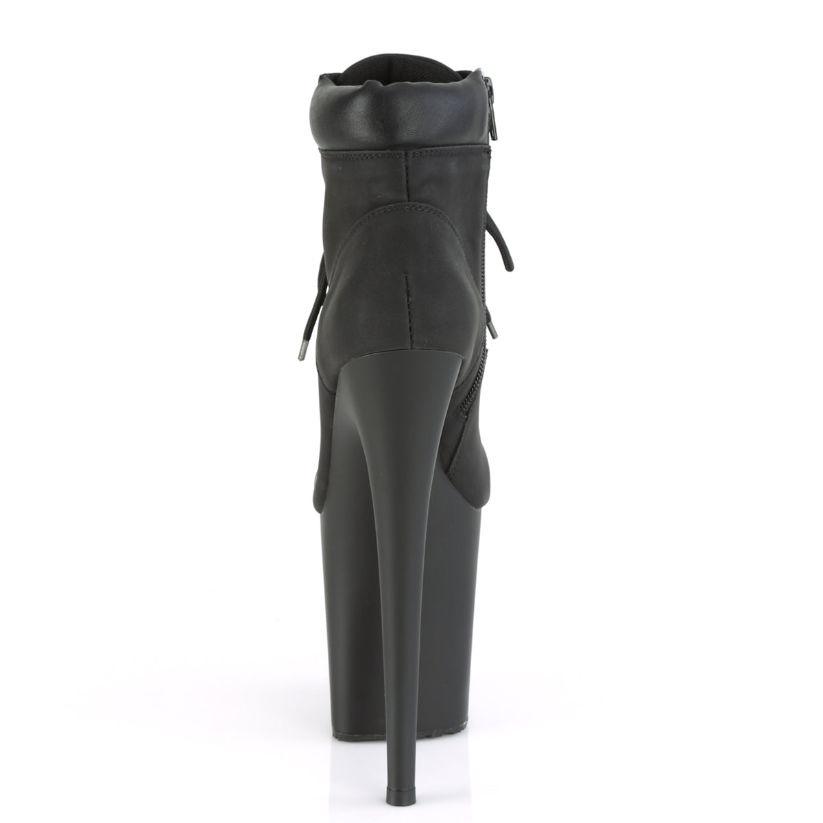 Pleaser Womens Ankle Boots FLAMINGO-800TL-02 Blk Nubuck Faux Leather/Blk Matte