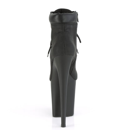 Pleaser Womens Ankle Boots FLAMINGO-800TL-02 Blk Nubuck Faux Leather/Blk Matte