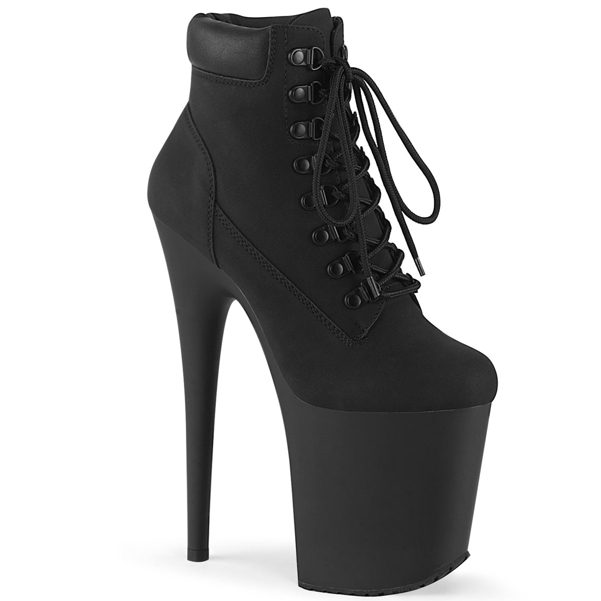 Pleaser Womens Ankle Boots FLAMINGO-800TL-02 Blk Nubuck Faux Leather/Blk Matte