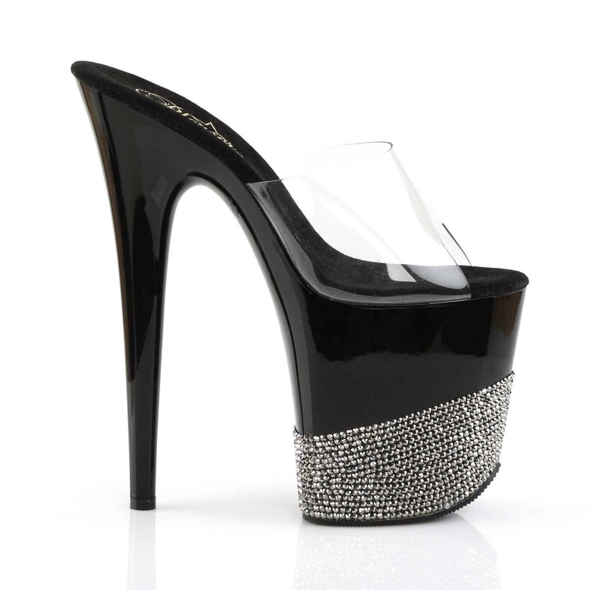 Pleaser Womens Sandals FLAMINGO-801-3 Clr/Blk-Pewter RS