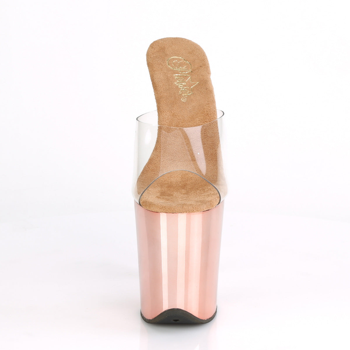 Pleaser Womens Sandals FLAMINGO-801 Clr/Rose Gold Chrome