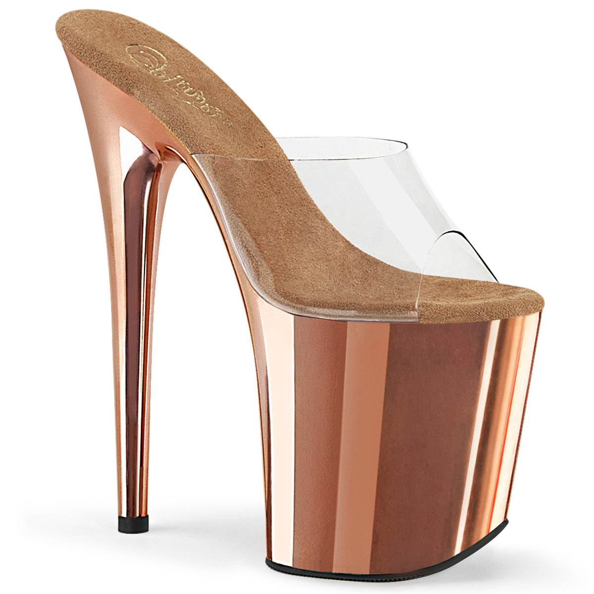 Pleaser Womens Sandals FLAMINGO-801 Clr/Rose Gold Chrome