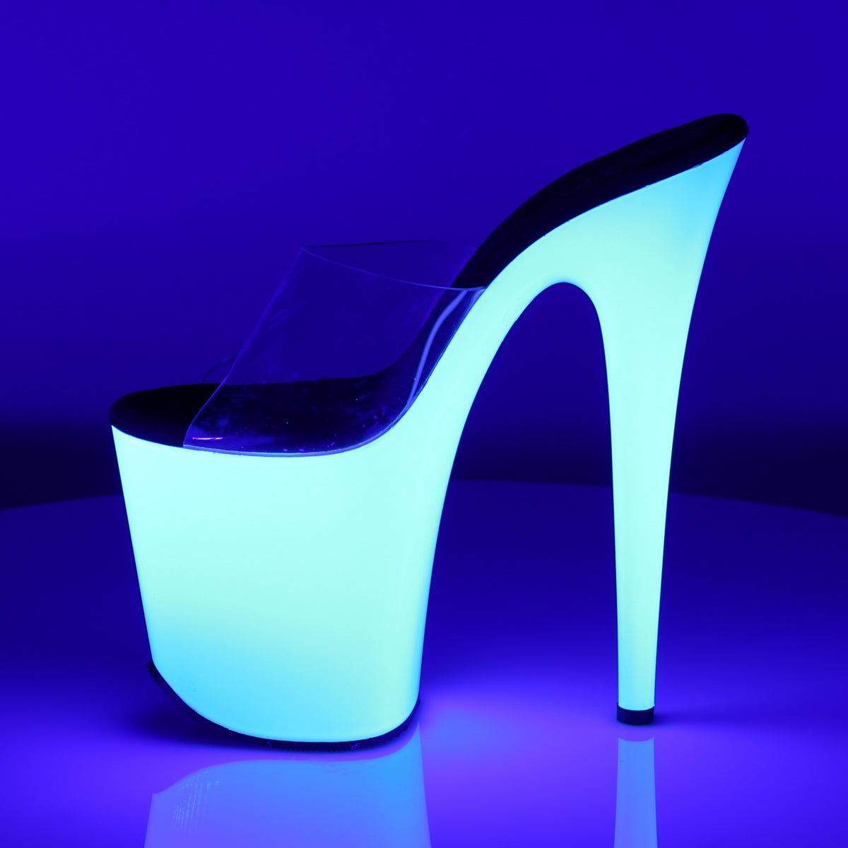 Pleaser Womens Sandals FLAMINGO-801UV Clr/Neon Wht