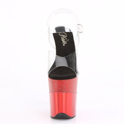 Pleaser Womens Sandals FLAMINGO-808-2HGM Clr/Red Glitter-Hologram