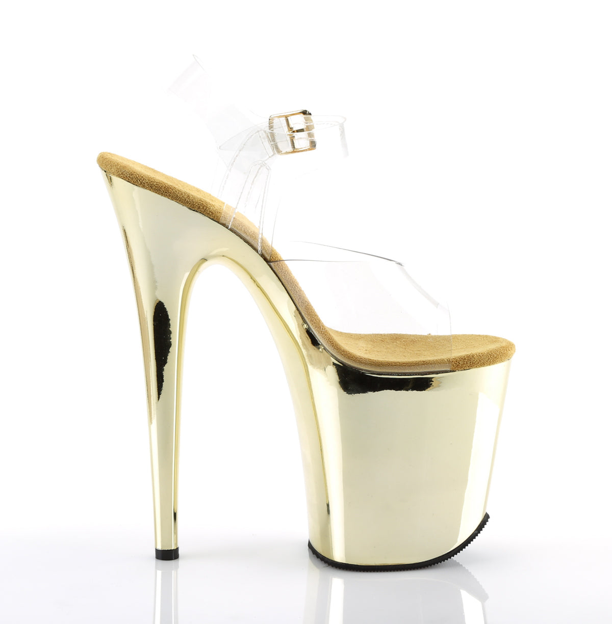 Pleaser Womens Sandals FLAMINGO-808 Clr/Gold Chrome