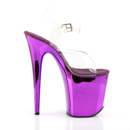 Pleaser Womens Sandals FLAMINGO-808 Clr/Purple Chrome