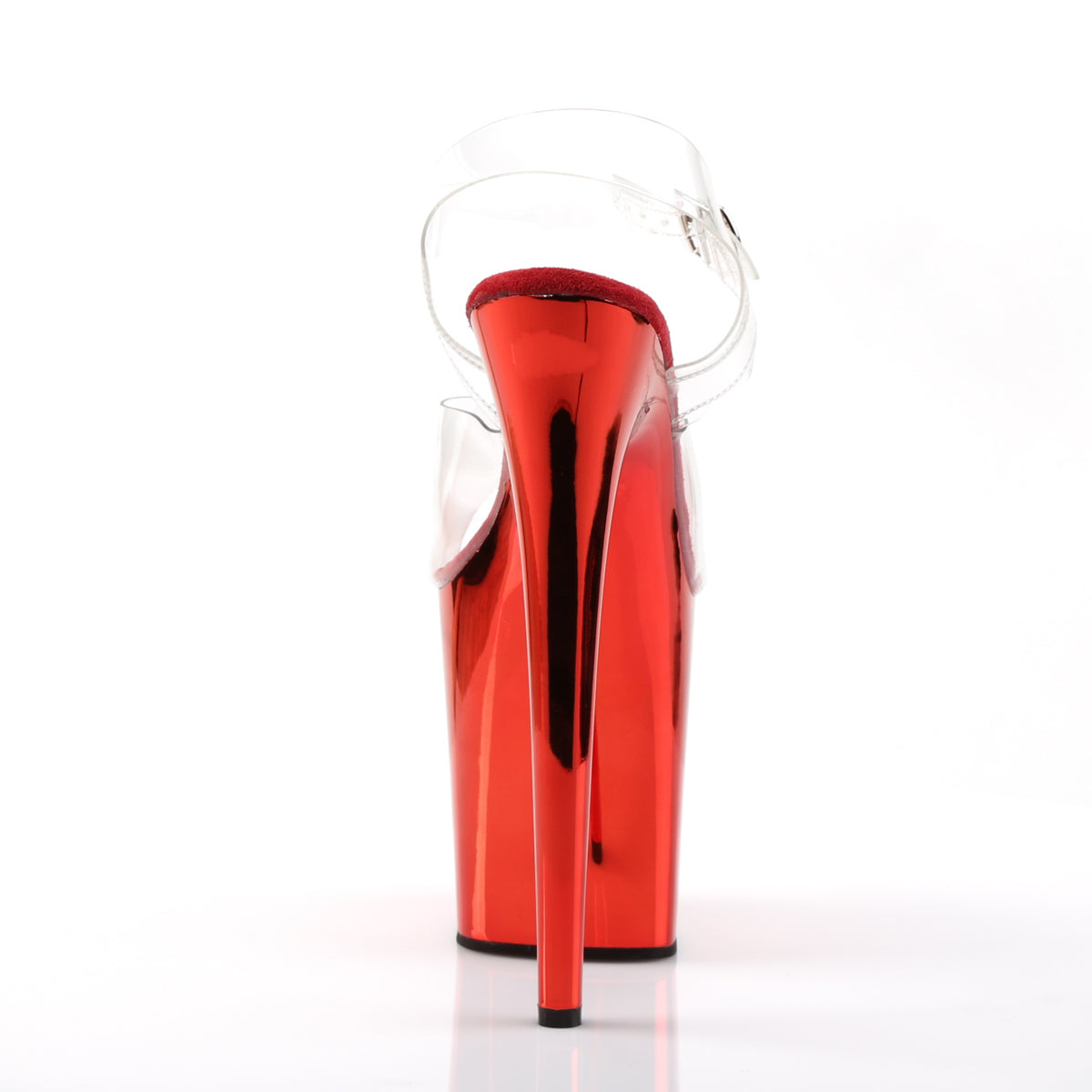 Pleaser Womens Sandals FLAMINGO-808 Clr/Red Chrome