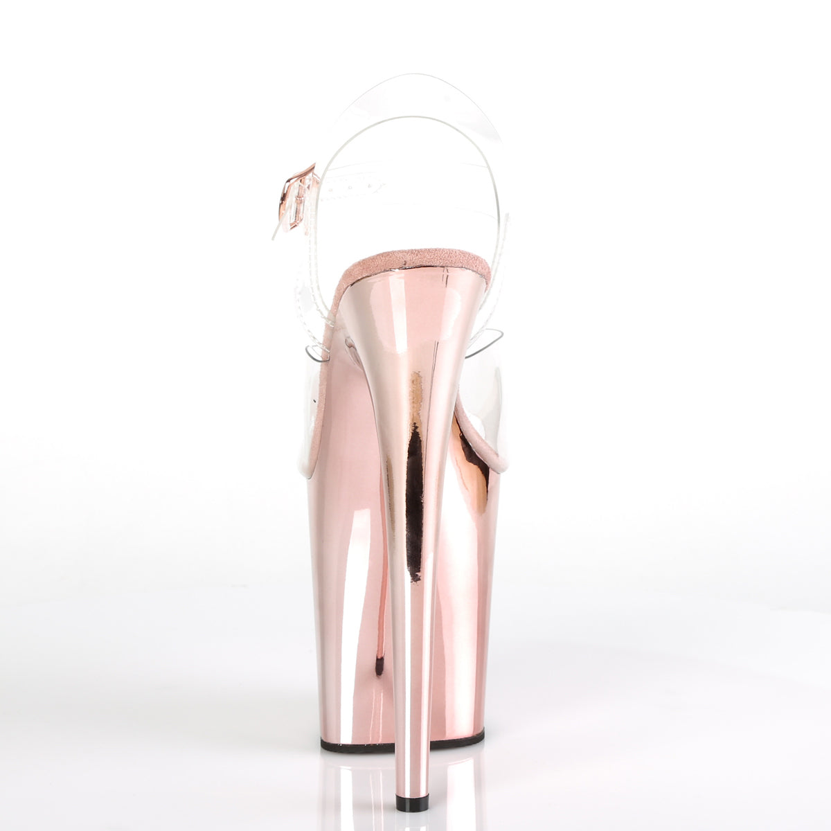 Pleaser Womens Sandals FLAMINGO-808 Clr/Rose Gold Chrome