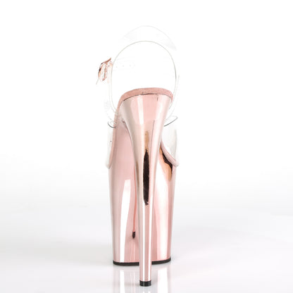Pleaser Womens Sandals FLAMINGO-808 Clr/Rose Gold Chrome