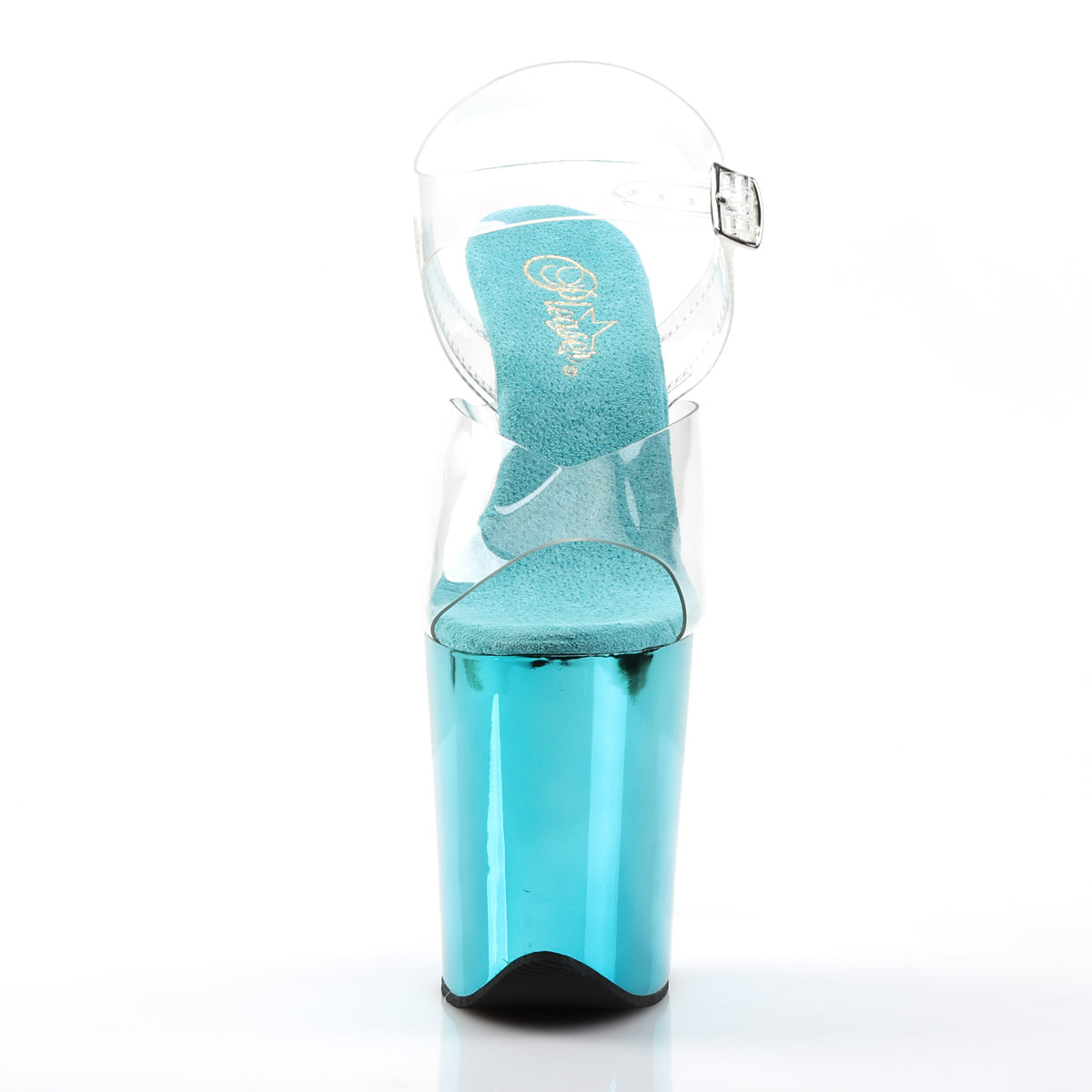 Pleaser Womens Sandals FLAMINGO-808 Clr/Turquoise Chrome