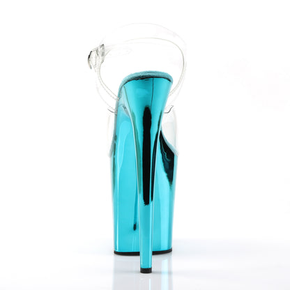 Pleaser Womens Sandals FLAMINGO-808 Clr/Turquoise Chrome