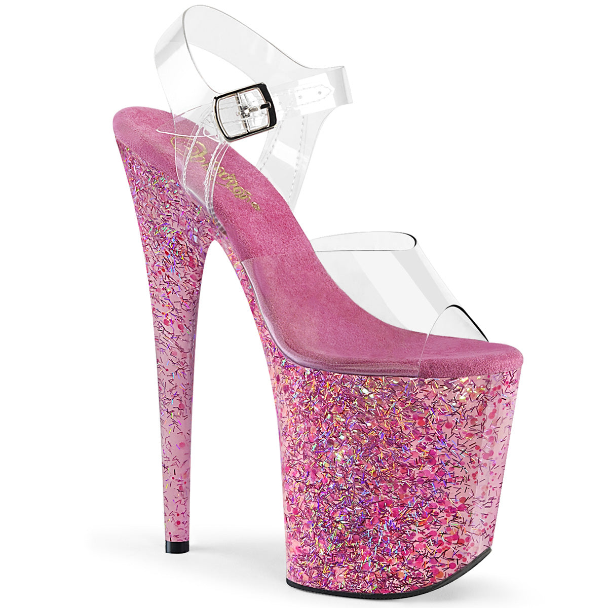 Pleaser Womens Sandals FLAMINGO-808CF Clr/Pink Confetti
