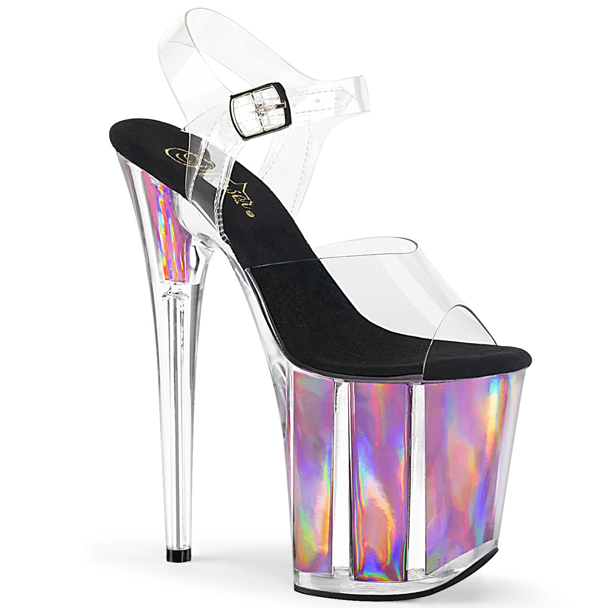 Pleaser Womens Sandals FLAMINGO-808HGI Clr/Pink Hologram Inserts