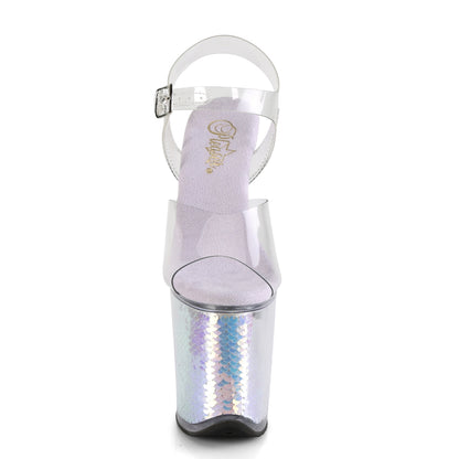 Pleaser Womens Sandals FLAMINGO-808MC Clr/Lavender Hologram Inserts